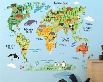 Animals World Map for Nursery Room         